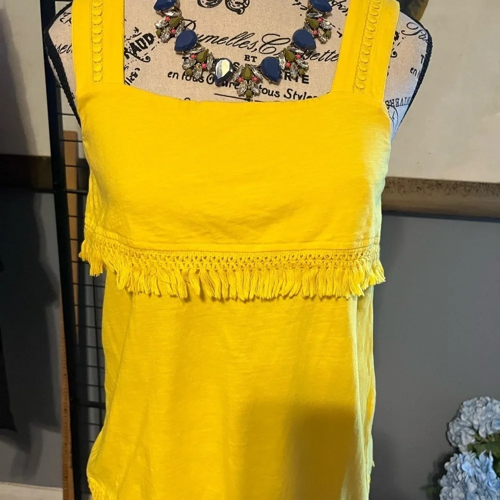 J. Crew Bright Yellow Fringe Tank Top
